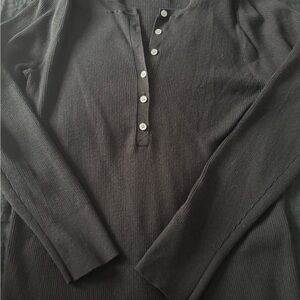 J. Crew Black Long Sleeve Henley Sweater